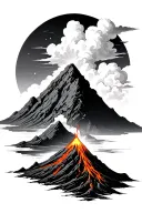 Volcano calmness tattoo design idea