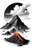 Volcano calmness tattoo design idea