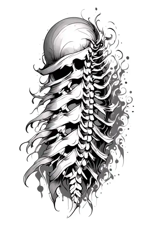 Tattoo on the spine. Something dark, creepy, and badass. Tough and rugged. Elegant. Patterns and geometry. Abstract tattoo design idea