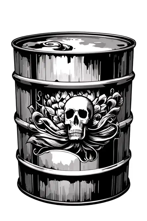 Oil barrel tattoo design idea