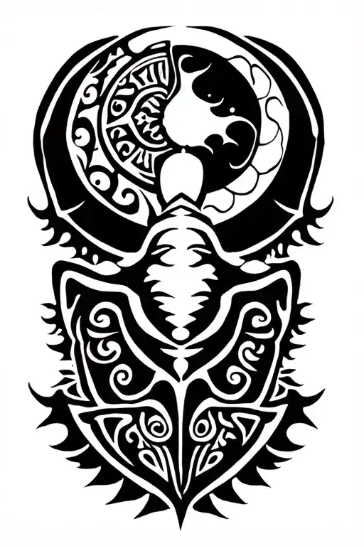 Turtle Maori Infinite Sign Sun Lune and Soliel tattoo design idea