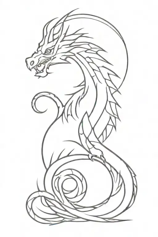 Red fine line dragon tatto design tattoo design idea