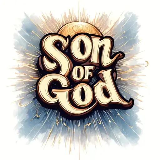 Please generate an image of a tattoo on your hand with the inscription son of God, only without errors, Come on beautifully, in a font like tattoo design idea