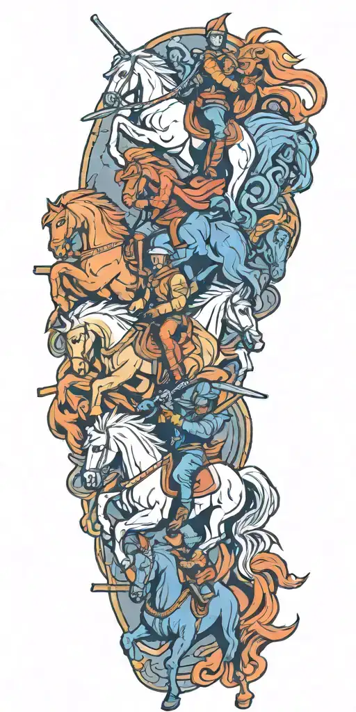 the four horsemen of the apocalypse riding tattoo design idea