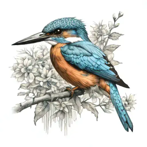 kingfisher perched tattoo design idea
