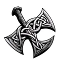Viking axe Celtic knot intertwined tattoo design idea
