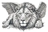 Lion with wings spread wide tattoo design idea