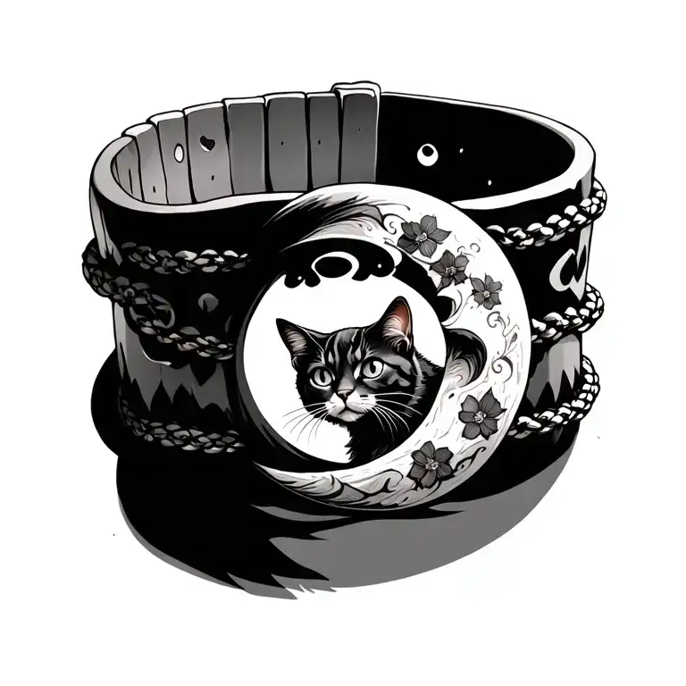 bracelet pumpkin cat moon tattoo design idea