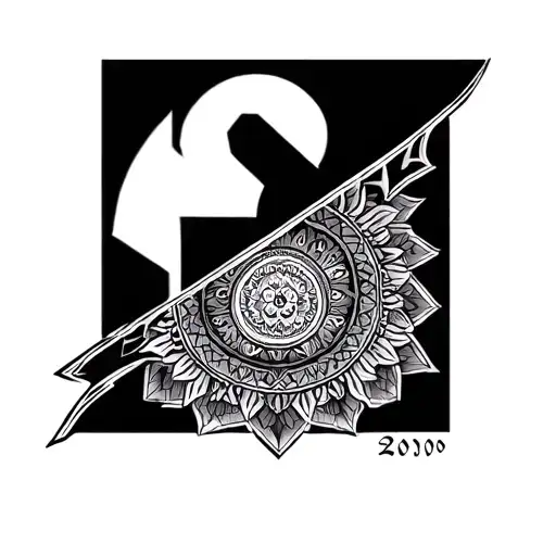 chest tattoo design with geometric mandala design incorporating with year 2000  tattoo design idea