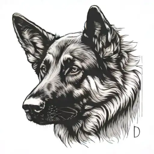 German shepherd silhouette tattoo design idea