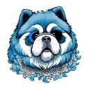 blue chow chow eyepatch tattoo design idea