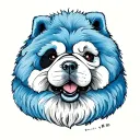 blue chow chow eyepatch tattoo design idea