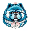 blue chow chow eyepatch tattoo design idea