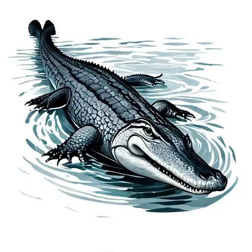 Kandinsky Style crocodile swimming tattoo design idea