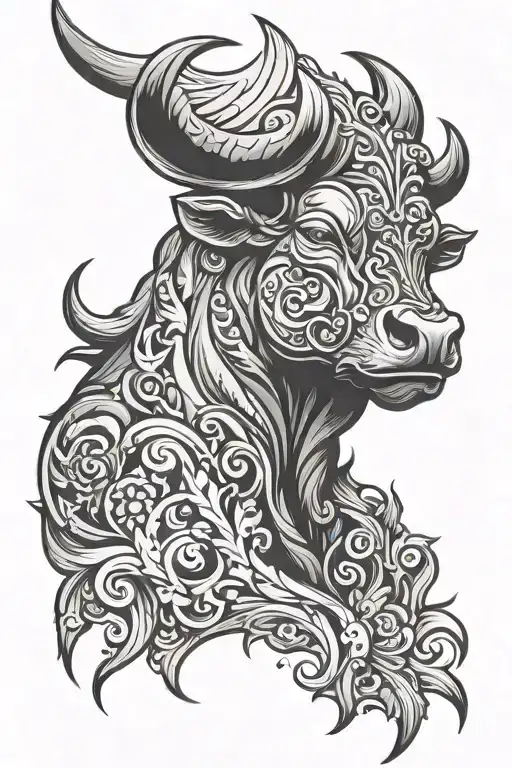 Bull head tattoo design idea
