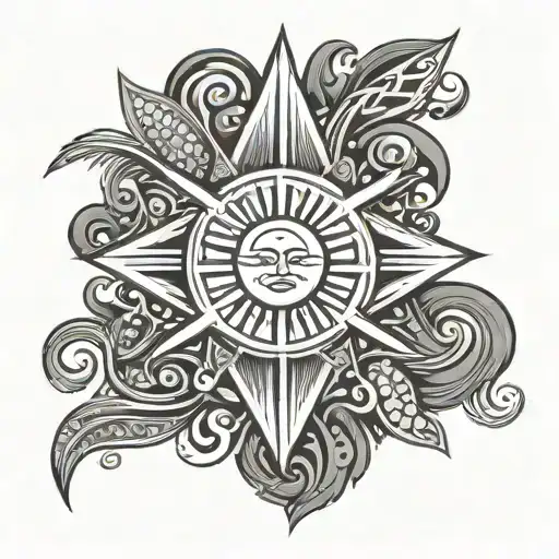 Philippine tribal tattoo sleeve with the Sun from the philippine flag  tattoo design idea