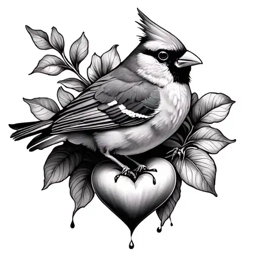 cardinal on a bleeding heart flower tattoo design idea
