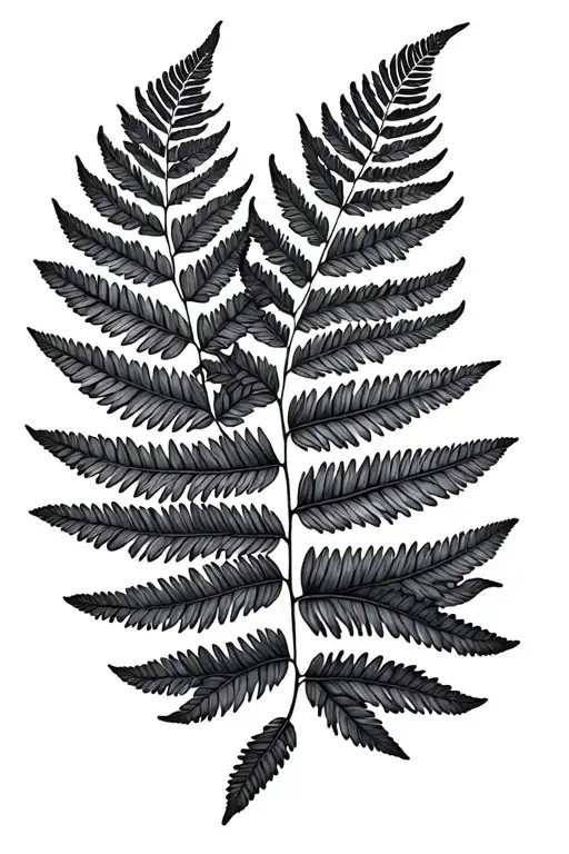 black and grey fern leaf tattoo design idea