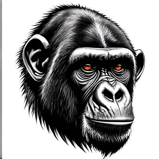 gorilla and chimp face morphing tattoo design idea