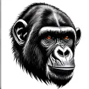 gorilla and chimp face morphing tattoo design idea