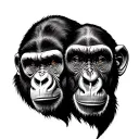 gorilla and chimp face morphing tattoo design idea