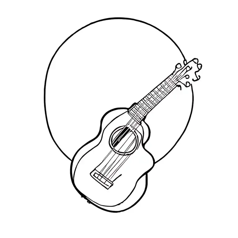 ukulele with Maui Island outline tattoo design idea