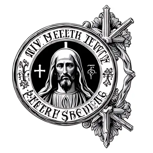 St Benedict HD medal tattoo design idea