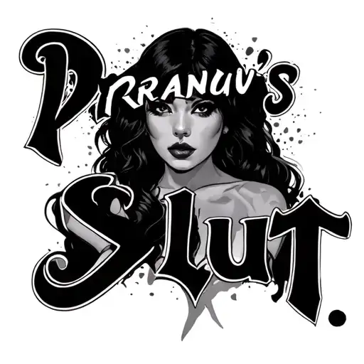 Pranav's Slut in font spelling tattoo design idea