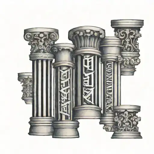 pillars roman numerals and latin wording tattoo design idea