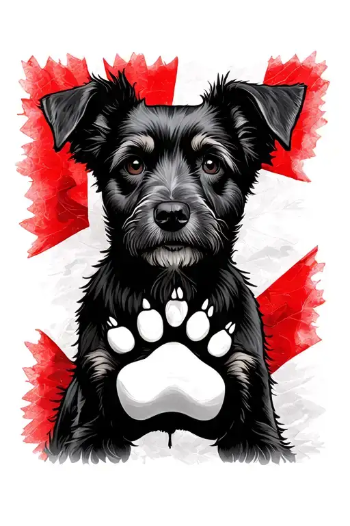 names incorporated Tegan Dylan Cole  Canadian flag dog paw tattoo design idea