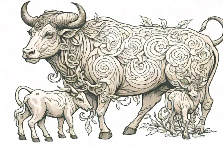 taurus mother with children 2 Capricorn, 3 cancer zodiac sign tattoo design idea