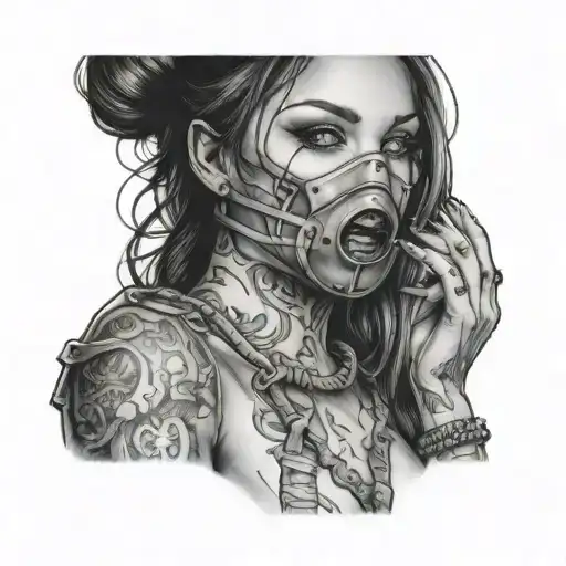 bdsm gagged girl tattoo design idea
