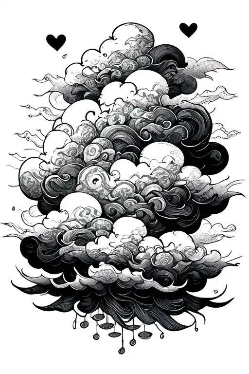 money dark love clouds tattoo design idea