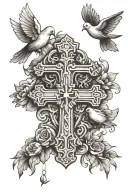 a Cross with doves tattoo design idea