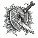 Ragnar Lodbrok sword and shield tattoo design idea