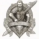 Ragnar Lodbrok sword and shield tattoo design idea