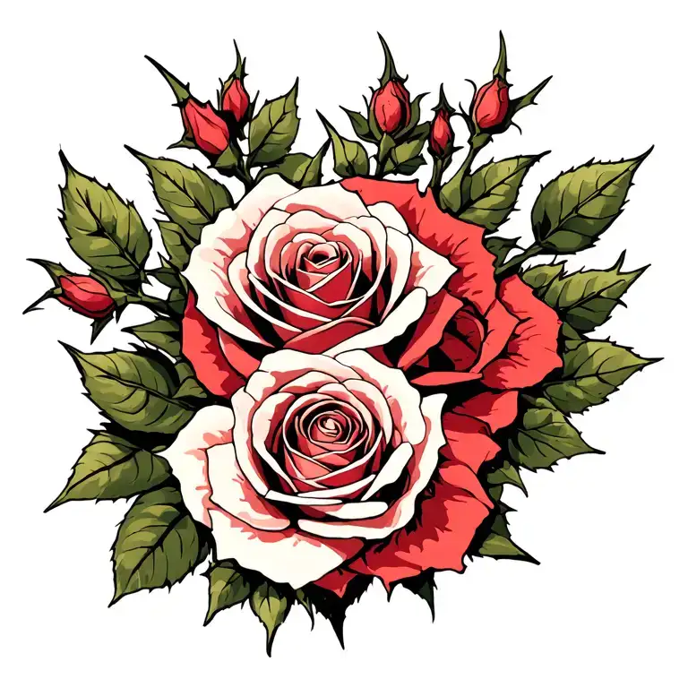 Roses with thorns tattoo design idea