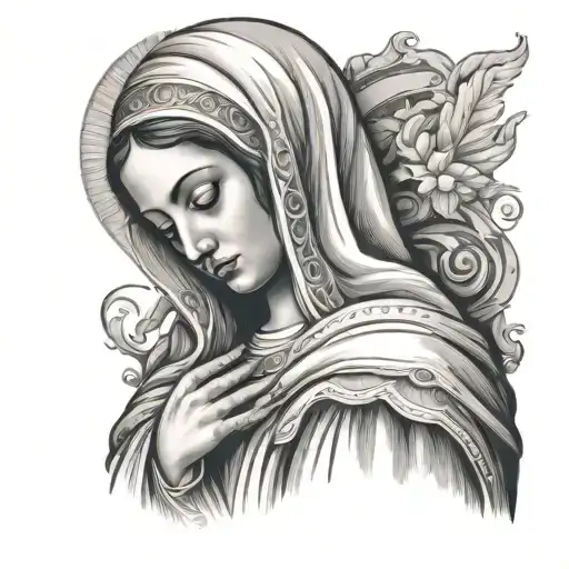 crying Virgin Mary with tears tattoo design idea