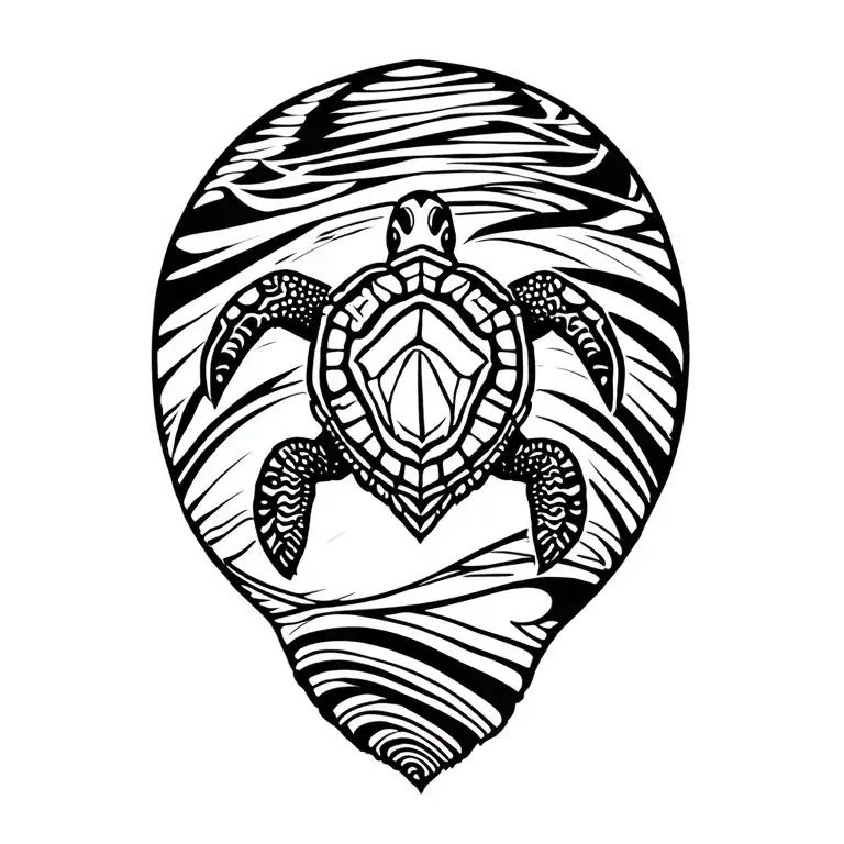 polynesian tribal turtle within a tribal conch shell shape filled with cook islands designs tattoo design idea