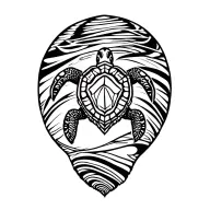 polynesian tribal turtle within a tribal conch shell shape filled with cook islands designs tattoo design idea