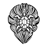 polynesian tribal turtle within a tribal conch shell shape filled with cook islands designs tattoo design idea