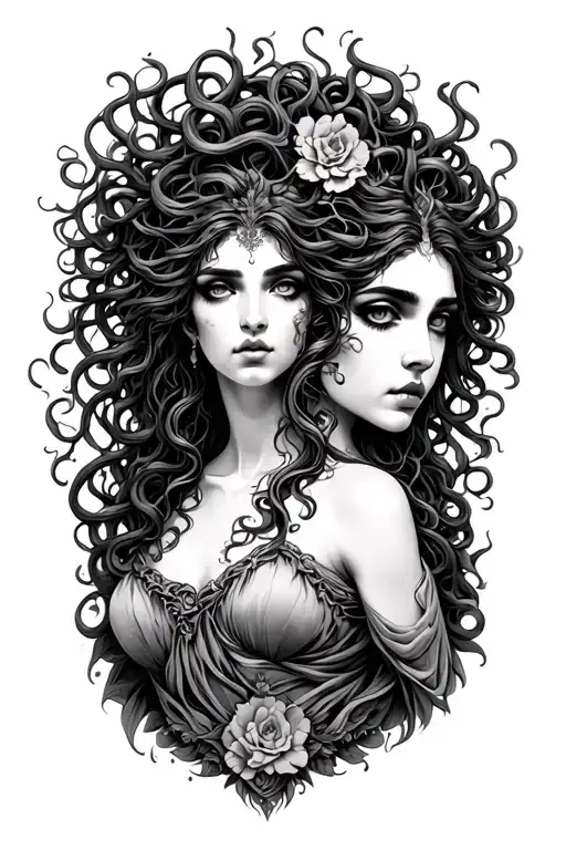Medusa, Persephone, and lilith tattoo design idea