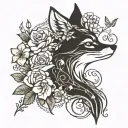 fox, arrow, flower, tinkerbell tattoo design idea