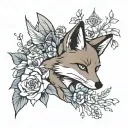 fox, arrow, flower, tinkerbell tattoo design idea
