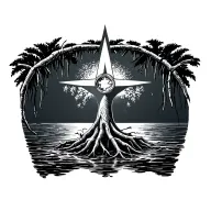 mangrove tree incorporating a nautical star tattoo design idea
