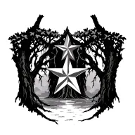 mangrove tree incorporating a nautical star tattoo design idea
