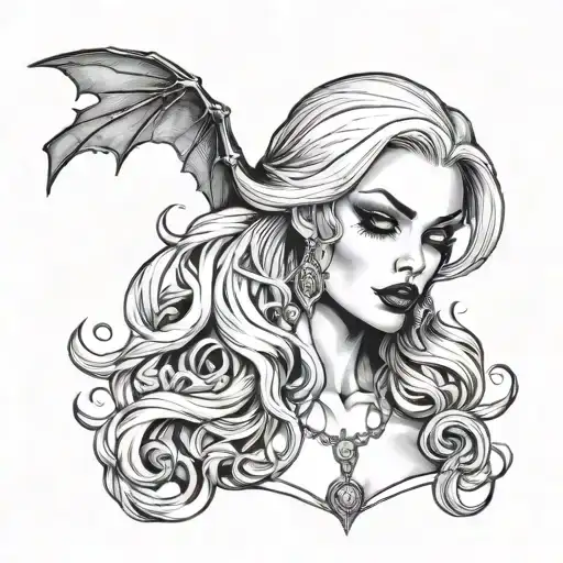 sexy vampire blond hair tattoo design idea