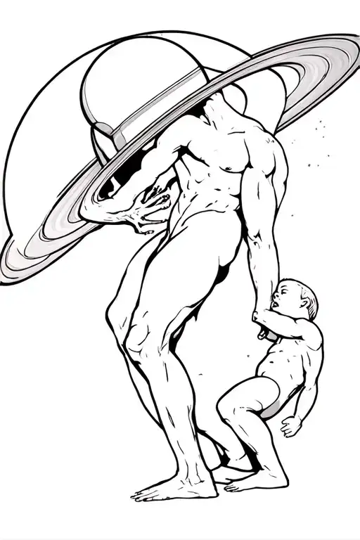 Saturn devouring his son but with hank and bobby hill  tattoo design idea