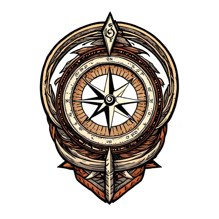 nordic compass tattoo design idea