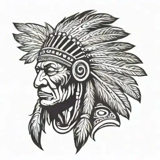 jungle & indian chief tattoo design idea